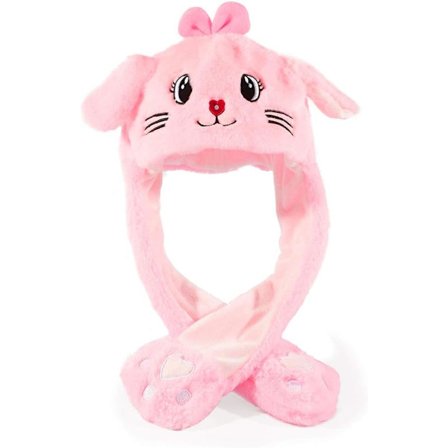 Barnas bevegelige ørehatt jenter myk plysj søt dyrehatt katt rosa 55