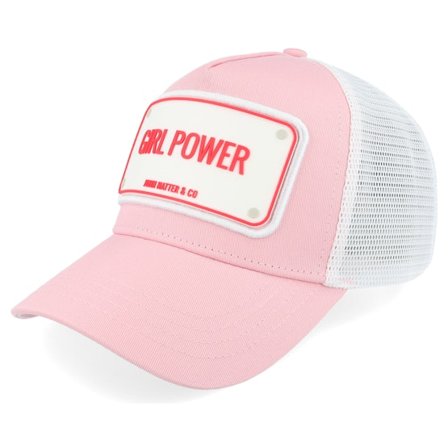 John Hatter & Co - Girl Power Pink/White A-Frame Trucker Trucker Pink Cap - @ Hatstore