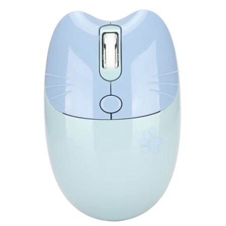 Bluetooth-mus, söt trådlös mus med kattunge-design med 2,4G och dubbelläge för bärbar dator, surfplatta, kontor och hemmabruk, blå