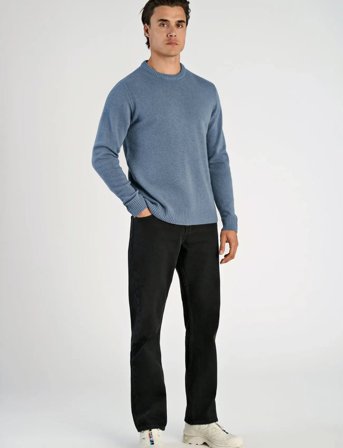Lindbergh Lambswool O-Neck Knit - Blue - L