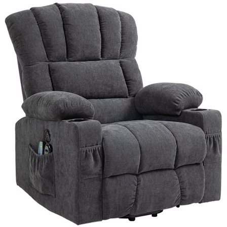 Rootz Electric Power Lift Stand Up -tuoli - lepotuoli - elokuvateatteri - hieronta ja lämpö - 93w x 91d x 110h cm - USB -portit ja kuppipidikkeet - Ha