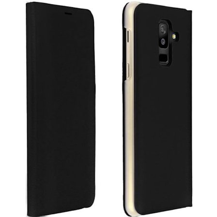 Housse til Samsung Galaxy A6 Plus - AVIZAR - Pungeetui - Øko-læder Sort - Ultra-tynd