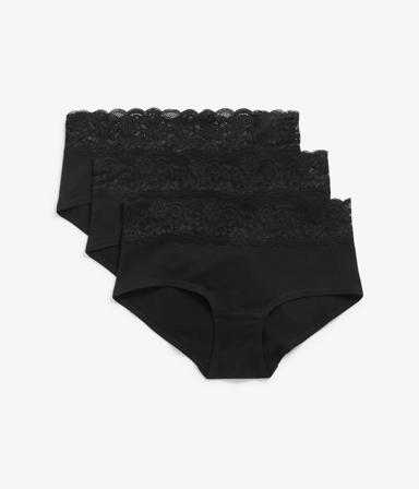 Hipster 3-pack puuvillaa | Musta | Naiset | Kappahl