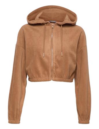 Onlkaroi Fleece L/S Zip Hood Swt Huppari Ruskea ONLY