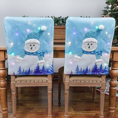 2 kappaletta jouluisia tuolinpäällisiä LED-valoilla, lumiukko tuolin suojapäällinen, istuinsuojus kodin sisustukseen, jouluiset LED-tuolinpäälliset