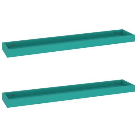 Vidaxl Vägghyllor Med Kant 2 St Blå 80x15x4 Cm Mdf Blå