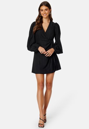 BUBBLEROOM Balloon Sleeve Structured Wrap Dress Klær