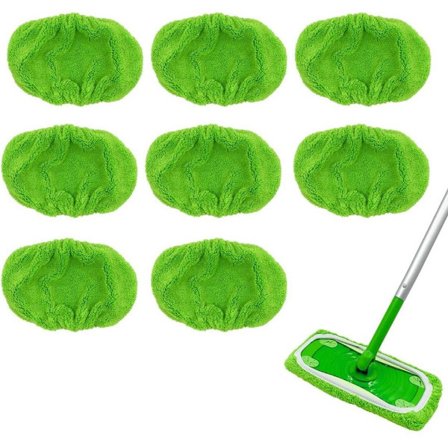 8 Premium gulvkluter våtkluter for Swiffer Sweeper mopp pakke med 10 grønne erstatningsdeksler tørr ...