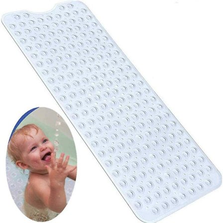 Halkskyddad badrumsmatta, extra lång halkfri badkarsmatta, antibakteriell duschmatta, extra lång, idealisk för barn