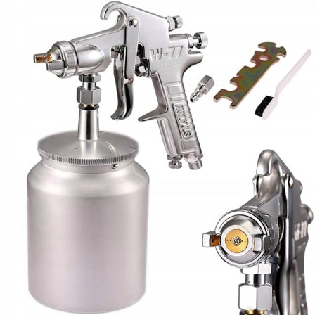 Højtryks Sprøjtepistol 2Mm – 1L Beholder | 360° Drejedyse | Rustfrit Stål | til Bil, Væg, Møbler