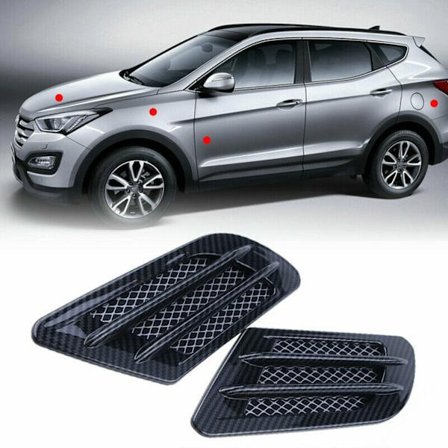 2X Universelle Carbonfiber Sorte Bil Luftstrøm Fender Sideventil