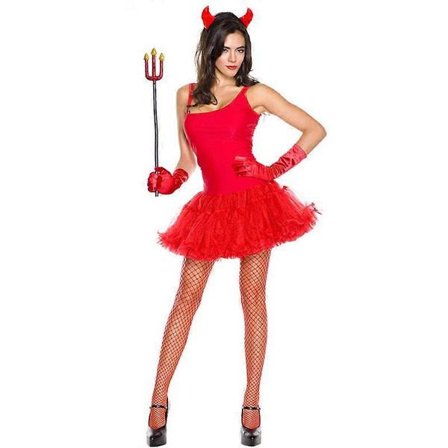 Top Drawer 3-delad Sexig Djävul Korsett Kostym för Kvinnor