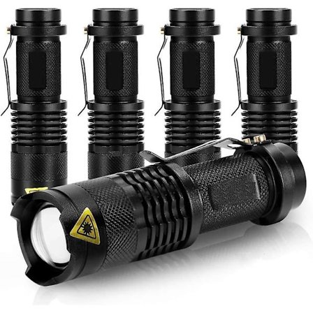 Mini LED-ficklampa, 5-pack 350 lumen 3 lägen (utan batteri)