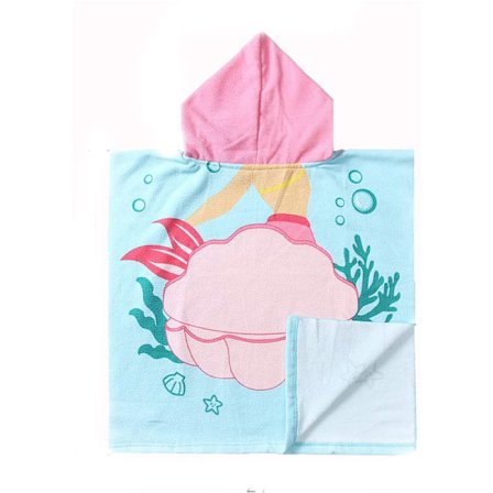 Barnebadehåndkle for gutter og jenter, badehåndkle med hette i havfrue-design