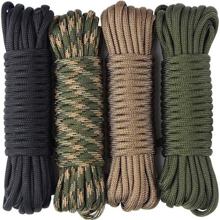 4 stk 15 meter Paracord-tau med 7 tråder Nylontau 250 kg Brea