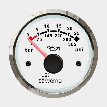 Oljetrycksmätare 25 bar vit Silverline