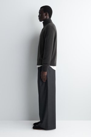 COS Homme Pantalon Large En Laine Mérinos in Noir