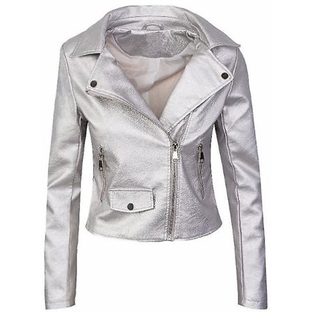 Dam Mode Långärmad Kavajkrage Casual Formell Läderjacka