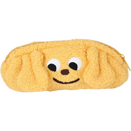 Sød hund plys penalhus med lynlås, stor kapacitet, opbevaringstaske til brevpapir til drenge og piger, egnet til skolekontoret Gul