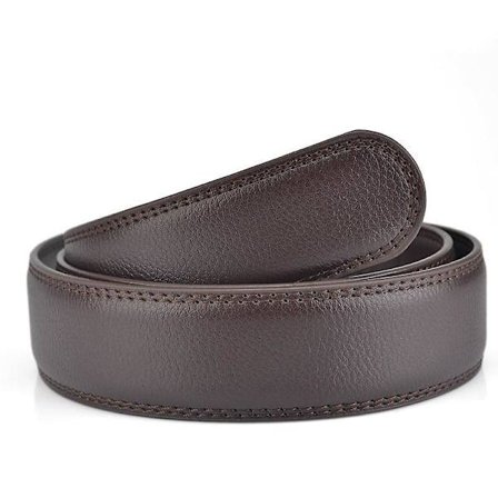 Herrar 2-lagers automatiskt spänne bälte utan huvud läderbälte läderbälte(130cm,3.0cm brun remsa)