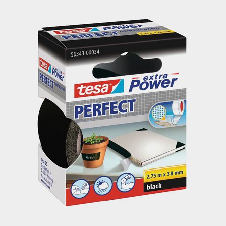 Ruban adhésif renforcé / tesaband Tesa PERFECT Extra Power, 38 mm x 2.75 meter, noir