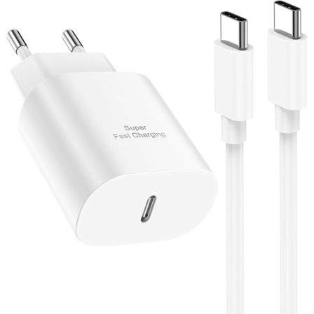 25W USB C -pikalaturi 2 metrin kaapelilla Samsung Galaxy S25 S24 Ultra/S23/S22 Ultra/S22+/S21 FE 5G/S20/S10/S9/A52S/A55 5G/A13/Note20 -puhelimille, 
