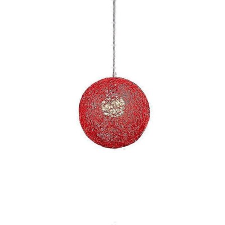 Röd Bambu, Rotting och Boll Ljuskrona Individuell Kreativitet Sfärisk Rotting Näste Lampskärm-Yvan