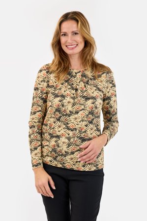 SIGNATURE - Langærmet T-shirt - Sand Mix - Mønstret