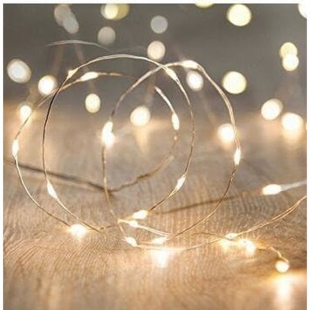 LED-lyskæde, 16,5 fod/5 m, 50 batteridrevne lys til have, hjem, fest, bryllup, festivaldekorationer (varm hvid)