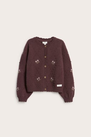 Newbie | Blomstrete cardigan i ullblanding | Lilla