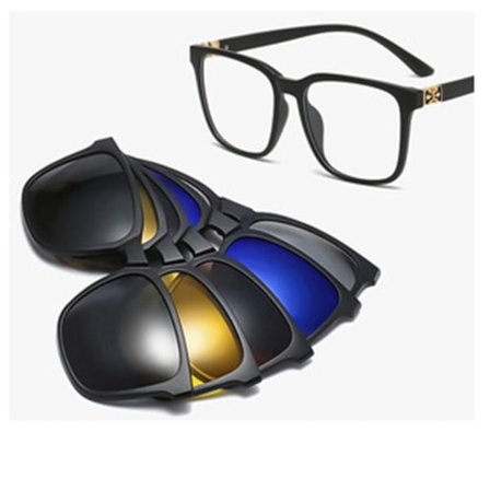 Mörkerseende Gula Linser Solglasögon med Magnetiskt Clip On System, TR90 Ram för Hållbar Komfort, UV400 Solskydd, Magnetiska Linsbyten