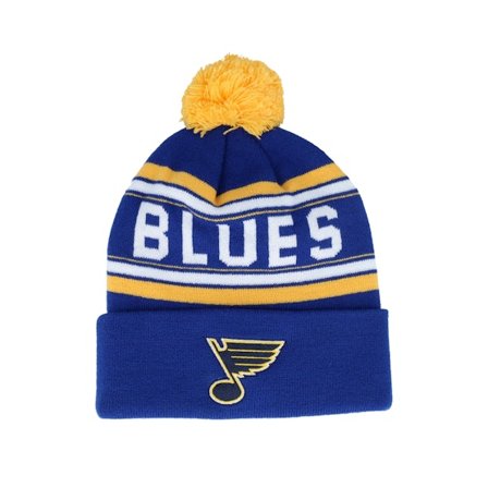 Outerstuff - NHL - Blue - pom - Beanie - Kids St. Louis Blues Jacquard Cuff Beanie Blue/Yellow Pom - Hatstore
