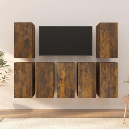 Vidaxl Tv-skåp 7 St Rökfärgad Ek 30,5x30x60 Cm Konstruerat Trä Brun