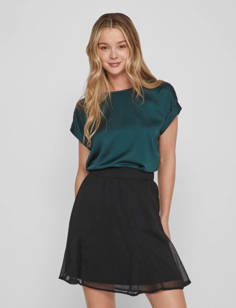 Vila Viellette S/S Satin Top - Noos - Green - 36