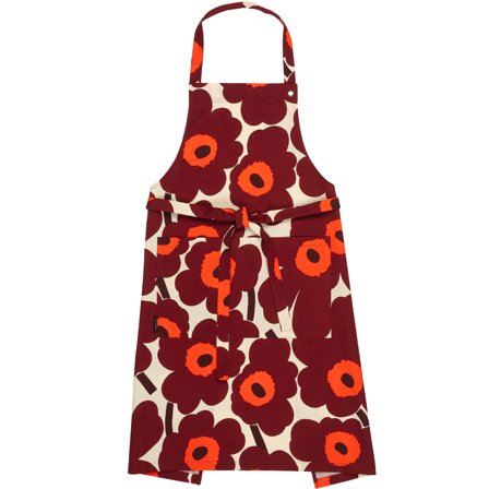 Marimekko Pieni Unikko förkläde, vanilj/röd/vinröd | Matlagning > Köksredskap > Förkläden | Bagaren och Kocken