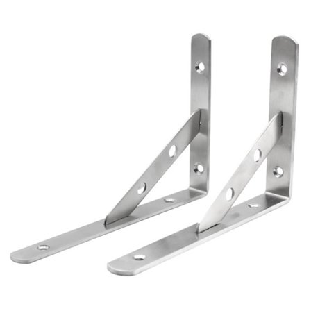 2 stk. hjørnebeslag støtte rustfrit stål flydende hylder hyldeknægte til køkken kontor A