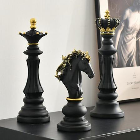 Kansainvälinen Shakkiluonnos Resin-veistos Kuningas Ritari Koti- ja Toimisto Sisustus Musta Ritari Black Knight