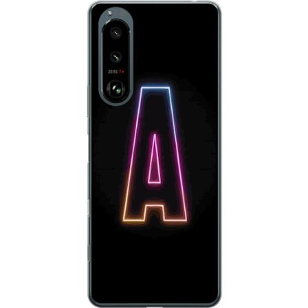 Kompatibelt Mobilskal till Sony Sony Xperia 5 III Minimalistisk neonbokstav A i regnbågsfärgat ljus mot svart bakgrund i modern typografisk stil