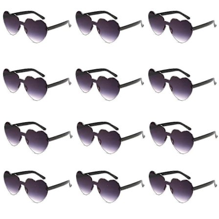 12 st Hjärtformade solglasögon för kvinnor, transparenta hjärtformade solglasögon, storpack roliga solglasögon för festfavörer