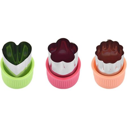 Grønnsak- og fruktkutter i rustfritt stål, mat Mini Pai Cookie Stempelform Cookie Cutters Former Sett med Anti-skli Beskyttelseshåndtak for 