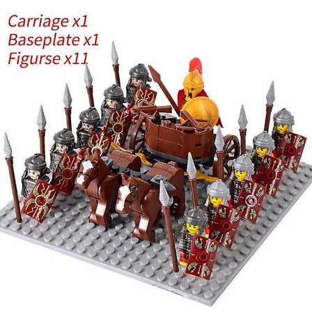 Middelalderlige riddere mini actionfigurer byggeklodser romersk vogn vogn soldat krigshest mursten legetøj til børn gave Db