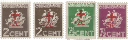 Suriname - Rode Kruiszegels 1942 (nr. 202-205, postfrisk)