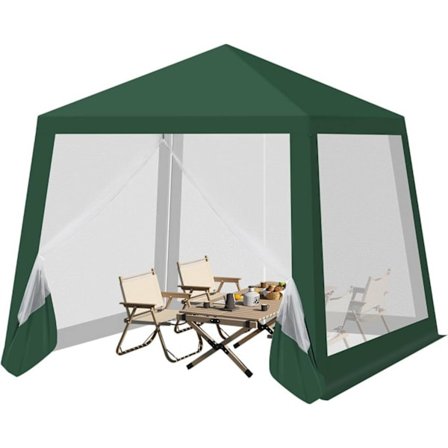Rootz Pavilion Party Telt - huvimaja - Ulkokatos - UV -suojaus - 300 x 250 x 300 cm - vihreä - hyttysverkko - tukeva metallikehys