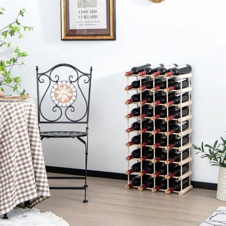 Puinen viiniteline 36 pullolle