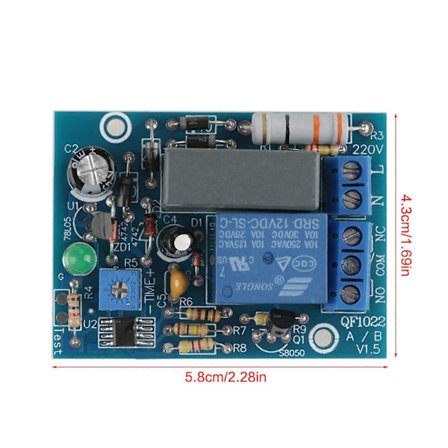 220VAC Justerbar Timer Forsinkelse Slå Av Bryter Tidsrelé Modul Last (0~100 Min)