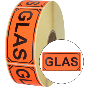 Varningsetikett Glas flour röd