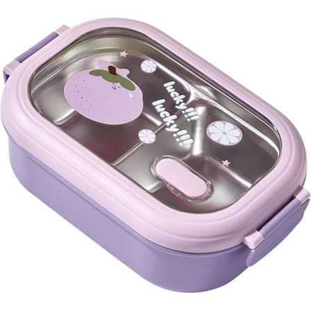 Bento-lounasrasia, kestävä termoeristetty lounasrasia, ruostumaton teräs, turvallinen, kannettava toimistoon (violetti)