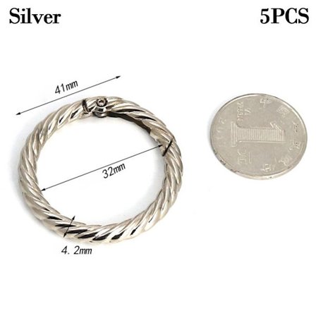5st Fjäderrunda Ringar Väska Bältesspännen SILVER 41MM