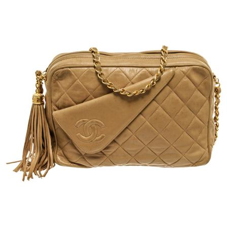 Chanel Vintage Pre-owned Shoulder Väska beige, Dam Vintage Väskor, Dam, Storlek: ONE SIZE