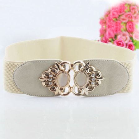 Opal blomma bälte med guld spänne beige - spot försäljning